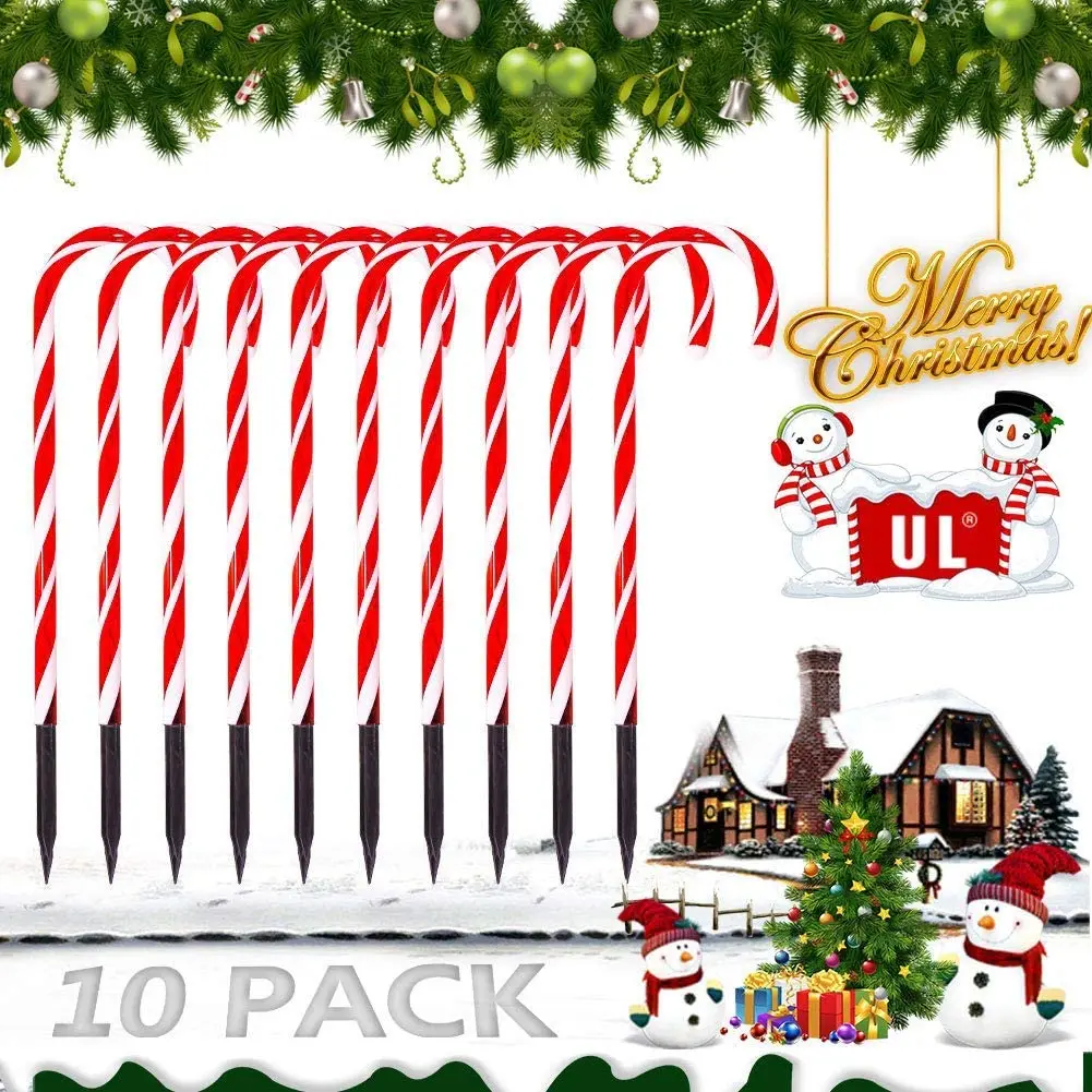 Solar Christmas Candy Cane Path Marking Lights LED Courtyard Lawn Path Marking Indoor/Outdoor Candy LED Light Decoration