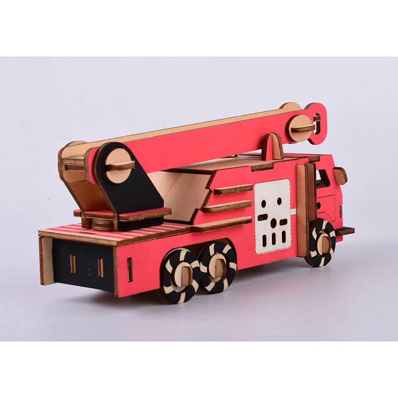 Лазерная резка DIY Пожарная машина игрушки 3D деревянная головоломка игрушка сборка модель дерево ремесло наборы украшение стола обучающая игрушка для детей