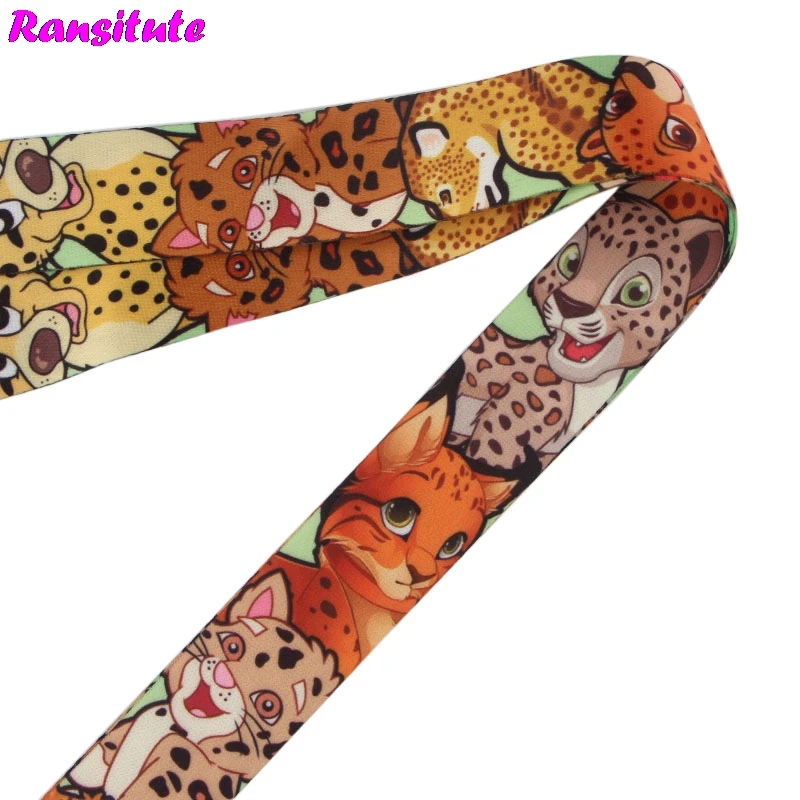 Ransitute Leopard key lanyard ID бейдж держатель многофункциональный мобильный телефон ключевой ремень веревка Шейное Украшение мобильного телефона R532