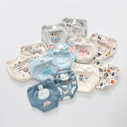 Couches en tissu de coton réutilisable pour bébé, 2 pièces, lavable, joli sous vêtement de dessin animé pour nouveau né, imperméable, pantalon d'entraînement pour nourrissons 