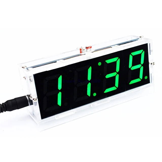 

A2-- DIY Kit Green LED Electronic Clock Microcontroller Digital Clock Time Thermometer With PDF Tutorial