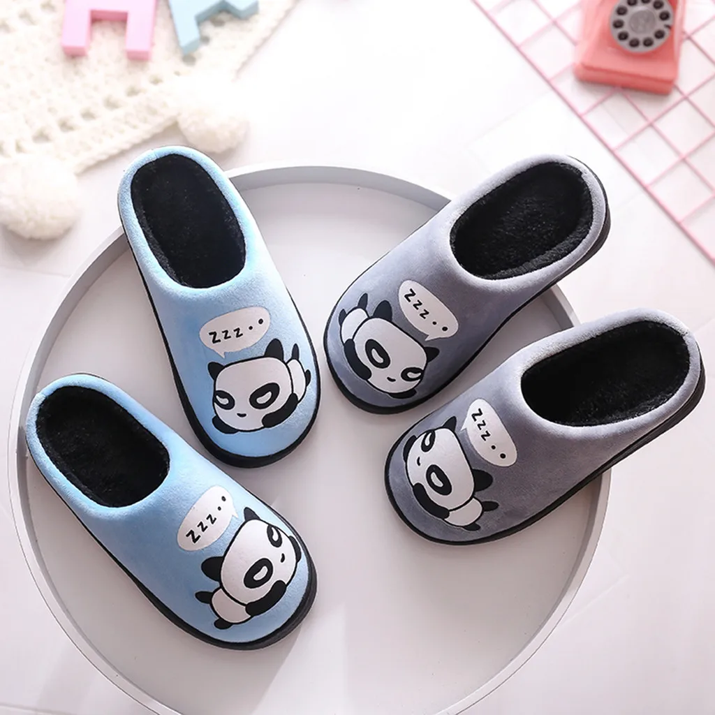 Пушистые тапочки для маленьких мальчиков и девочек; теплые домашние тапочки с милыми животными; детская обувь