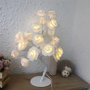 

Romantic Rose Shape Night Light LED Lamp Christmas Gift for Kids Room Multicolor Touch Nightlight USB Charging