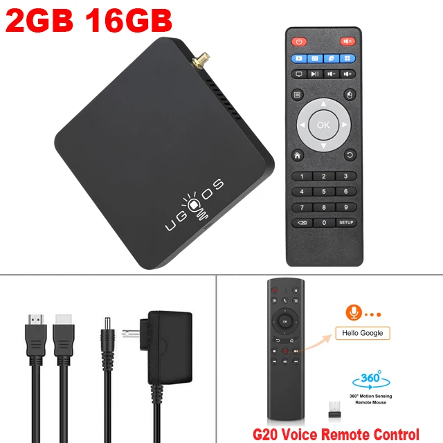 Android 7,1 Smart tv Box UGOOS AM3 2GB и 16GB Amlogic S912 Восьмиядерный 2,4G/5G двойной WiFi 4K HD домашний медиа плеер IP tv телеприставка - Цвет: AM3-G20 Voice RC