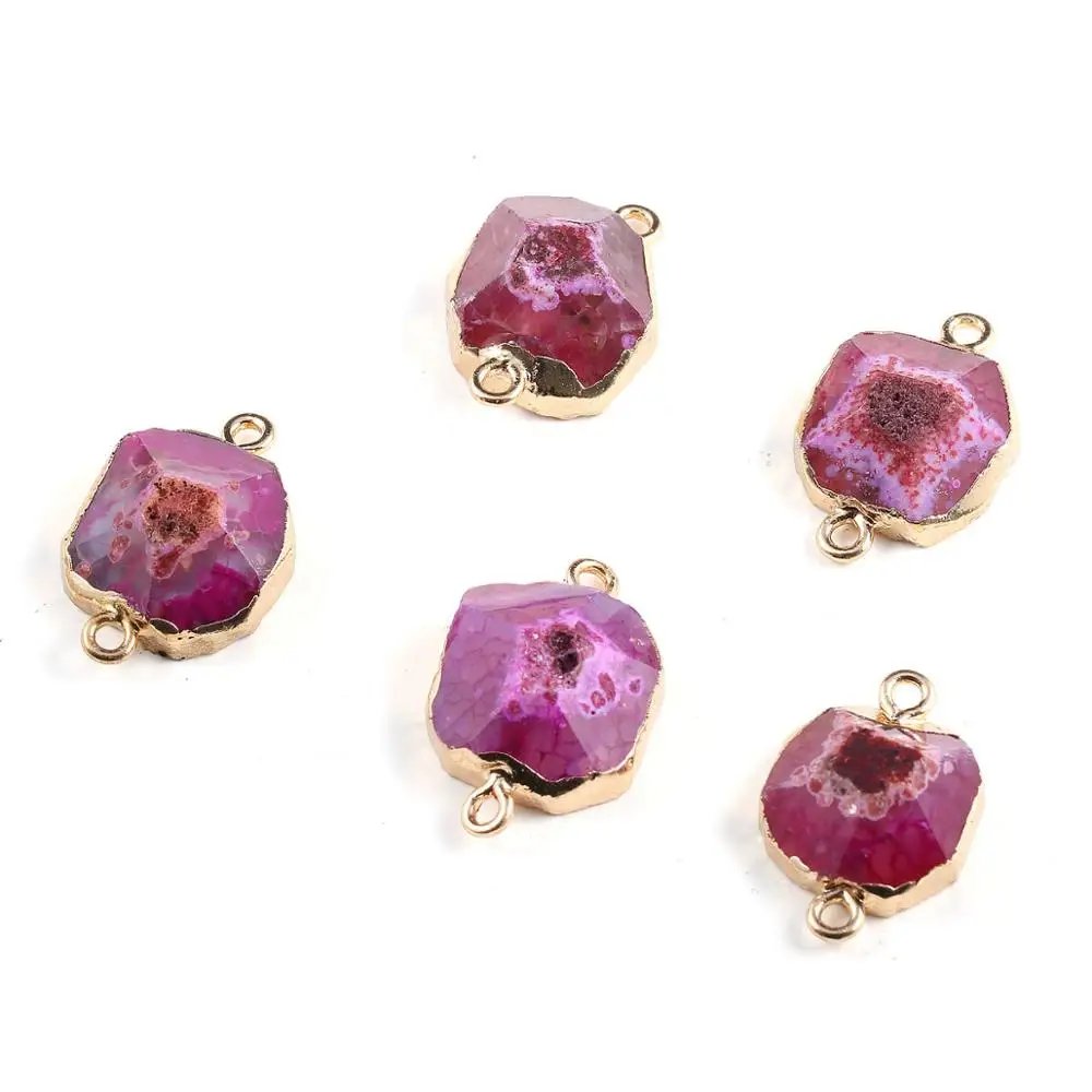 New Style Natural Quality Stone Agates Connector Double Hole for Jewelry Making DIY Charm Necklace Bracelet Gift for Daughter
