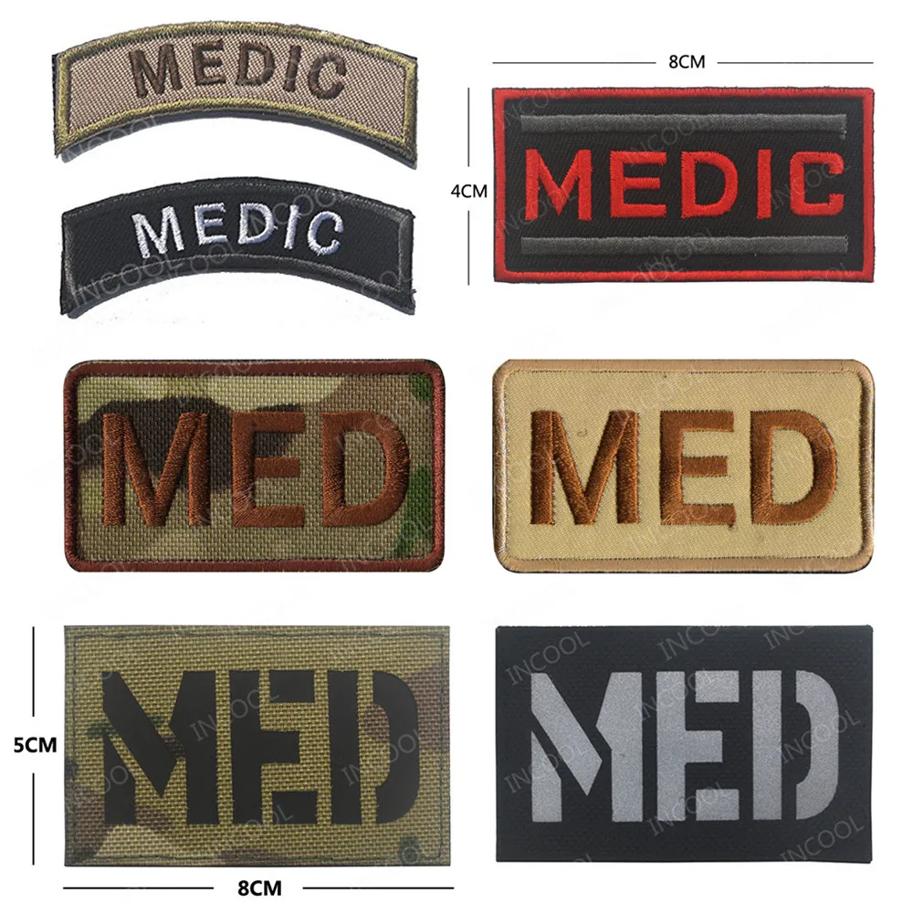 

MEDIC Embroidered Patches IR Reflective MED Military Morale Patches Tactical Combat EMT Emblem Applique Fabric Embroidery Badges