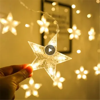 

2.5M LED Christmas 12 Stars Curtain Light 220V Outdoor Indoor Garland String Lamp Party Wedding Holiday Decoration 138 Lights