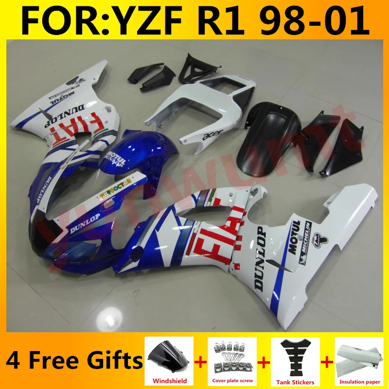 Новый ABS инъекции мотоцикл обтекатель наборы пригодный для Yamaha YZF 1000 R1 98 99 00 01 YZF-R1