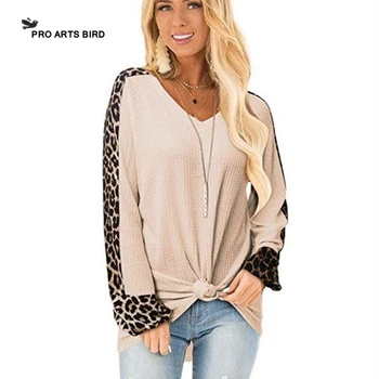 

V Neck Women Long Sleeves Leopard Printed Sweatshirt Female Loose Autumn Winter 2019 Hot Selling Fsahion Sweatshirt