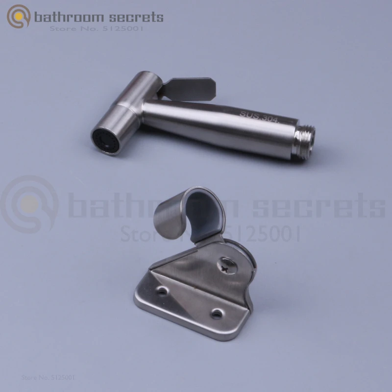 Stainless Steel Pressurized Spray Gun Set Toilet Small Shower Toilet Flushing Double Outlet Small Shower Shower Cleaner