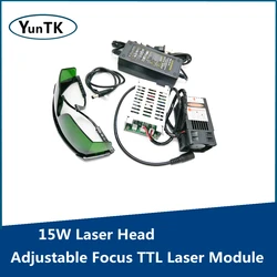 15W Laser Head, Adjustable Focus TTL Laser Module, 450nm, 12V, Engraver Accessories