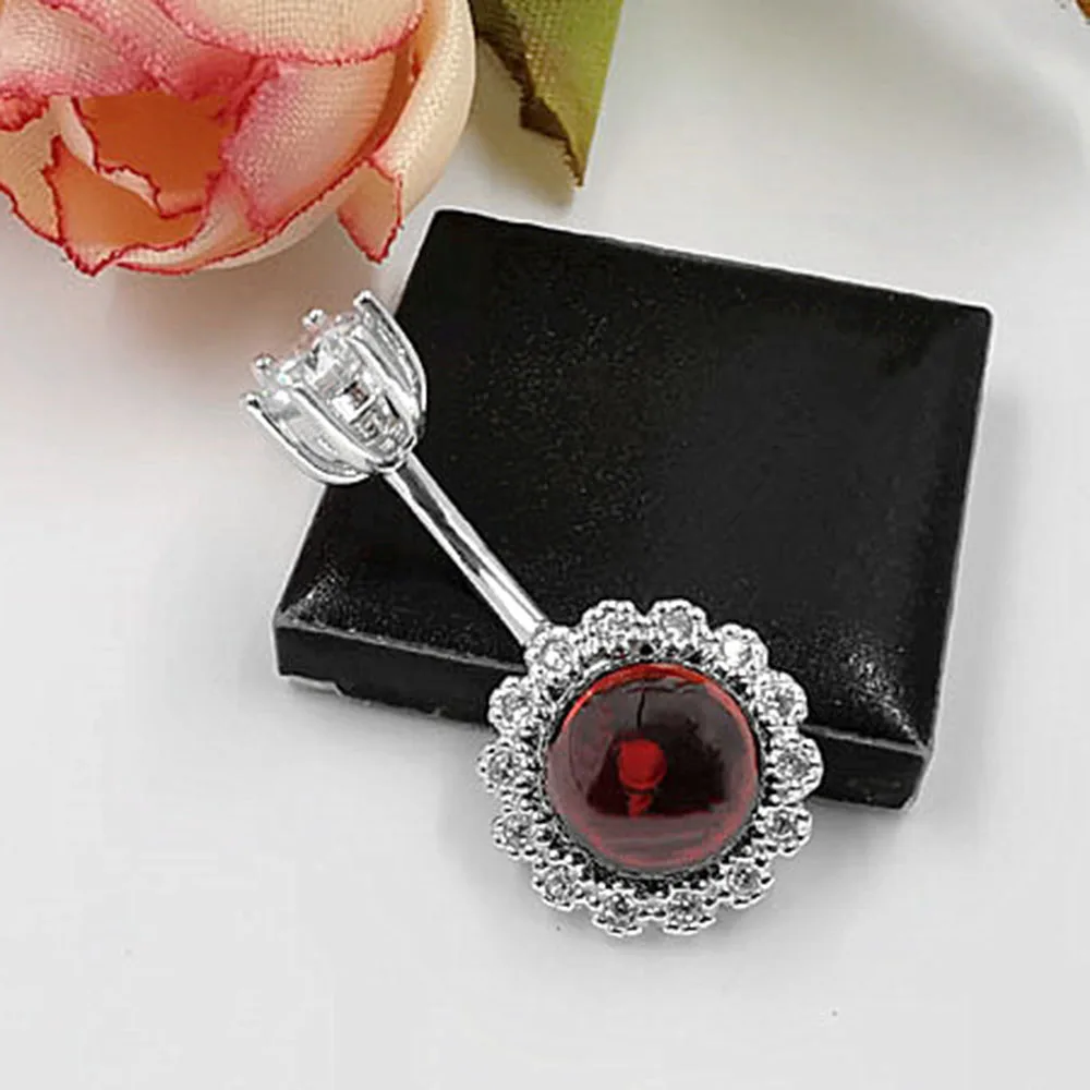 925 silver red crystal belly piercing ombligo body jewelry navel piercing for women allergy free