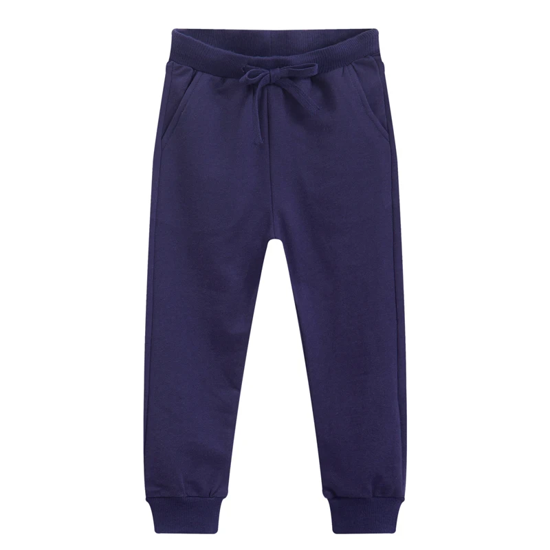 Navy Blue DE PEACH/осенние повседневные хлопковые брюки для маленьких мальчиков и девочек детские свободные штаны однотонные штаны для мальчиков и девочек-подростков, От 1 до 12 лет - Цвет: Navy Blue