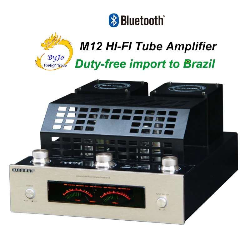 

M12 HI-FI Power Amplifier 160W high-power 6J4P Electronic tube USB Bluetooth VFD dynamic screen Duty-free import to Brazil