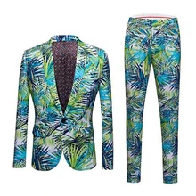 Мужской зеленый модный костюм с тропическим гавайским лесом, костюм, модная одежда для выступлений, куртка для сцены