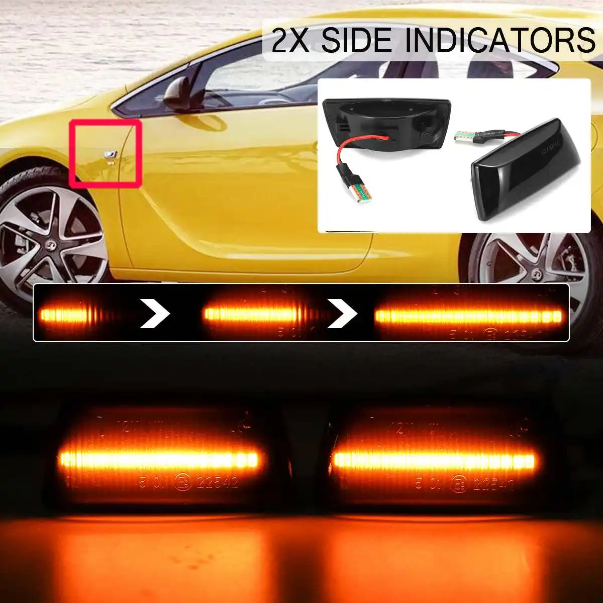 

2pcs Dynamic LED Side Marker Lights 12V Flowing Turn Signal Light Side Repeater Lamp Panel Lamp for Opel for Vauxhall Astra H