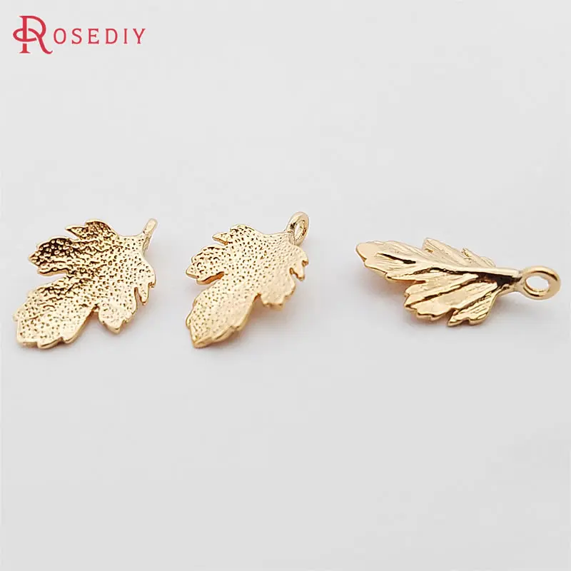 10 шт. латунные подвески в виде листиков дерева цвет шампанского|charm pendant|leaf charm