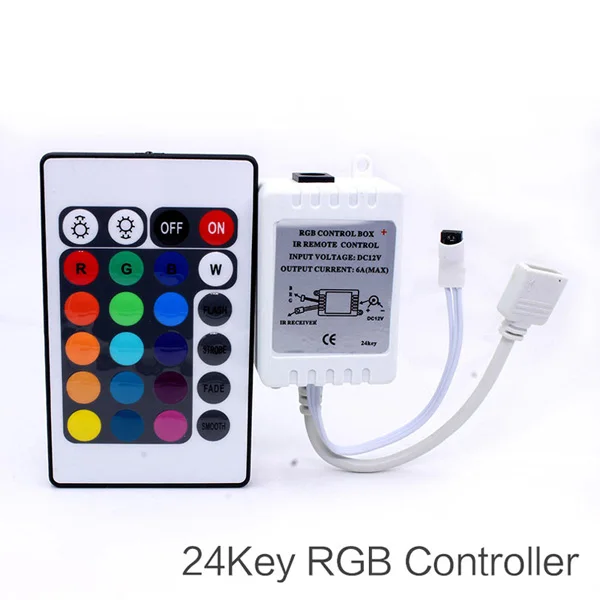 Светодиодный контроллер 44/24 клавиш 20 клавиш Музыка Светодиодный ИК RGB огни инфракрасный пульт дистанционного управления Диммер DC12V 6A для RGB 3528 5050 Светодиодная лента - Цвет: 24key RGB Controller