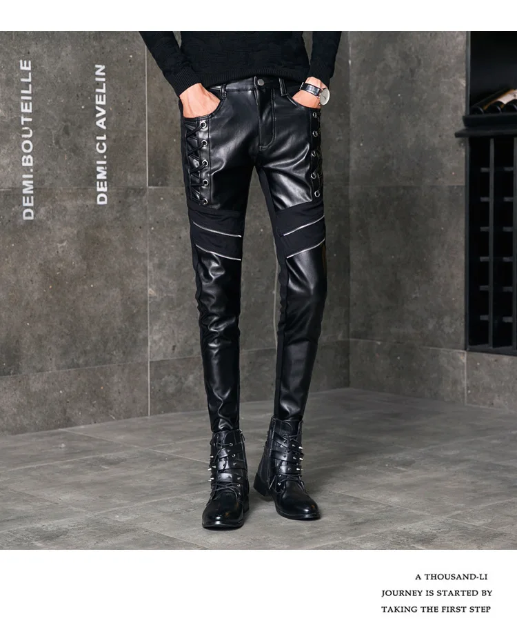 Men's Leather Pants Men Fashion Casual 
