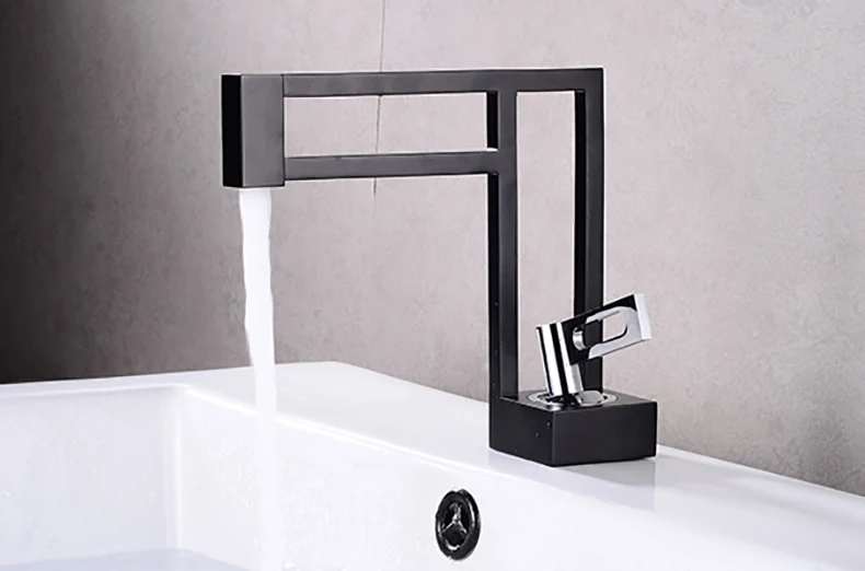 Modern Basin Faucets Black Sink Mixer Taps Brass Bathroom Taps