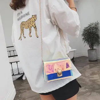 

#H25 PVC Clear Bag Handbag 2019 Women Laser Jelly Transparent Bag Shoulder Bag Chain Messenger Bag Handbags sac a main femme #30