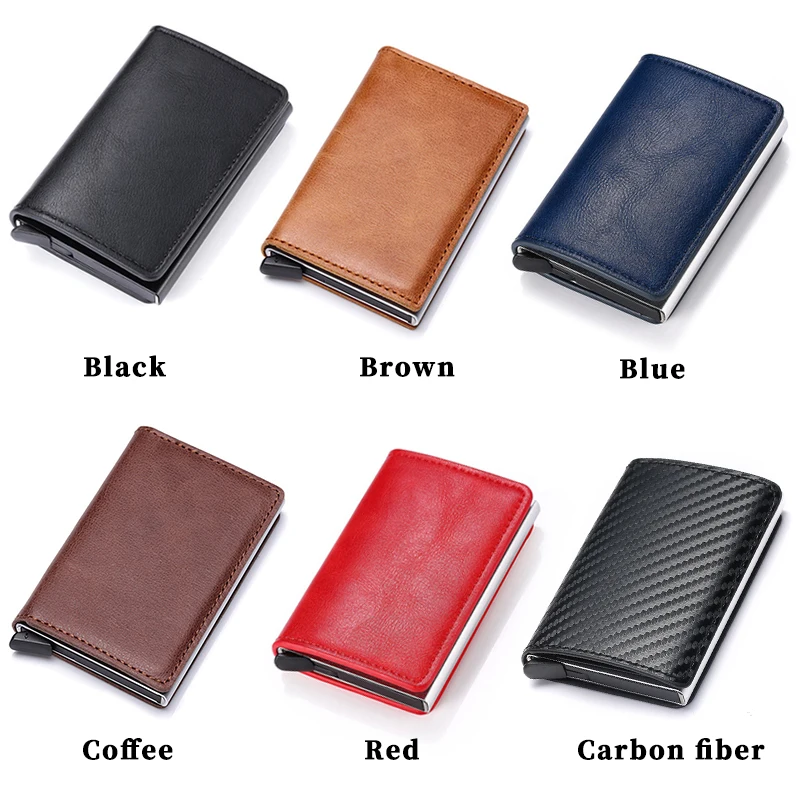 Credit Card Holder Leather Metal Security Simple Wallet Men's Name Engraved Wallet Business Bank Card Holder Without Zipper