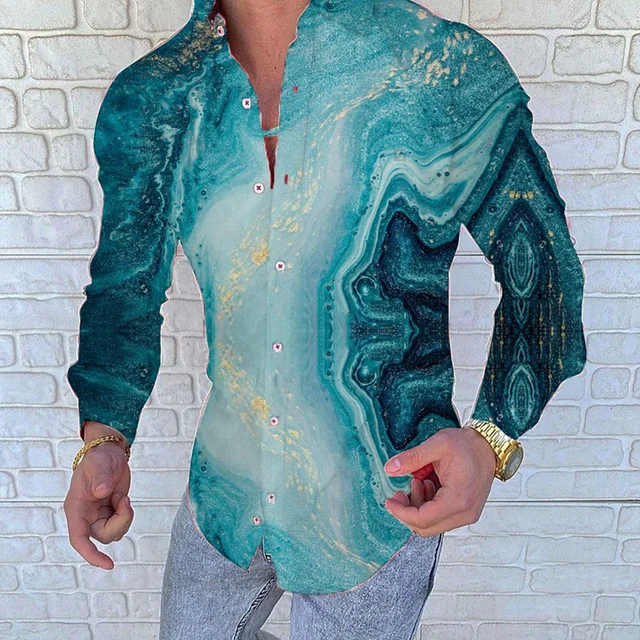 Casual Men Slim Fit Print Party Club Shirt Luxury Brand Printed Shirt 2021 Spring and Autumn Men Fashion Trend Long Sleeve Shirt YHCCS-18