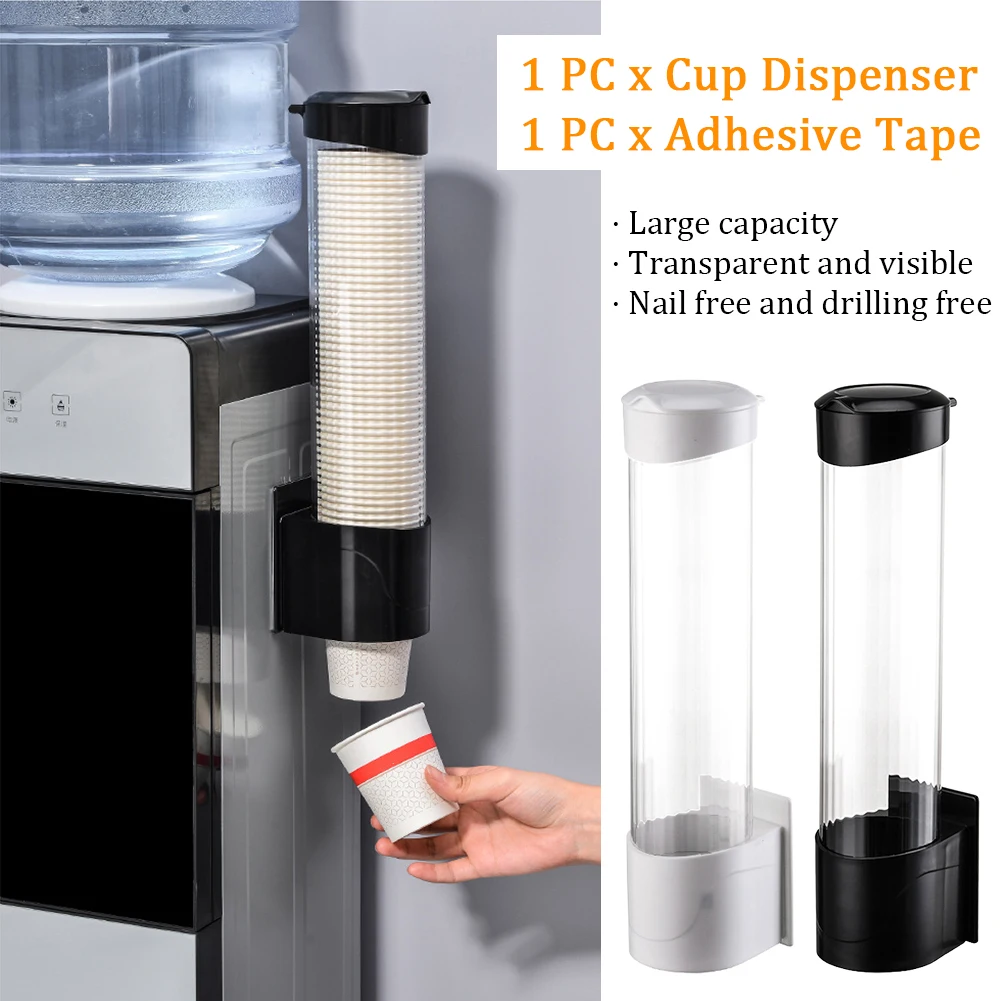 Wall Mounted Cup Dispenser Adhesive Plastic Large Capacity Living Room Party Supplies Office Storage Rack Home Anti Dust Hotel