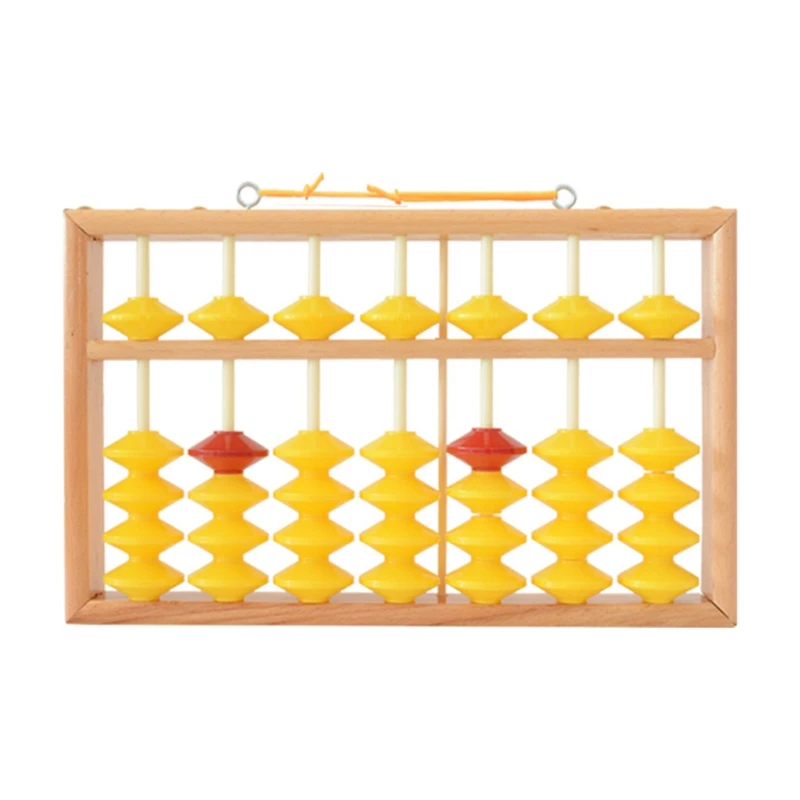 7 Column Non-Slip Hanging Wooden Abacus Chinese Soroban Educational Tool Mathmet 24BB