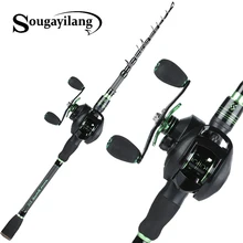 Sougayilang Telescopic Fishing Rod and Baitcasting Reel Sets Portable Lure Fishing Rod Kit Spinning Fishing Rod Rod Combo pesca