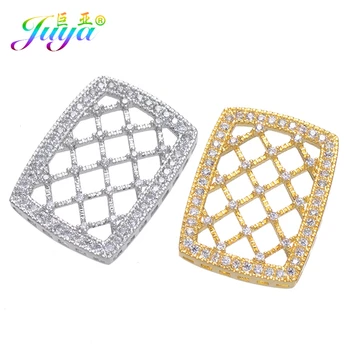 

Juya DIY Women Natural Stones Pearls Jewelry Making Components Micro Pave Zircon Hollow Square Connector Pendants Accessories