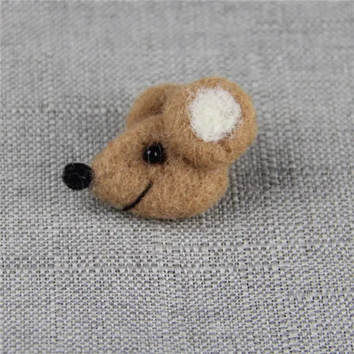 khaki 12pcs Handmade Wool Felt Mouse Needle Felt Cartoons for DIY Fashion Jewelry - Цвет: khaki