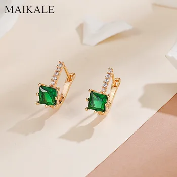 

MAIKALE Classic Square Design MultiColor Zirconia Stud Earrings for Women Jewelry Korean Small Earrings Wedding Party Gifts