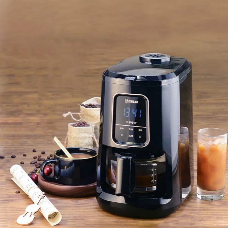 Кофемашина американского типа капельного типа для дома полностью автоматическая светодиодная измельчитель Кофе чайник