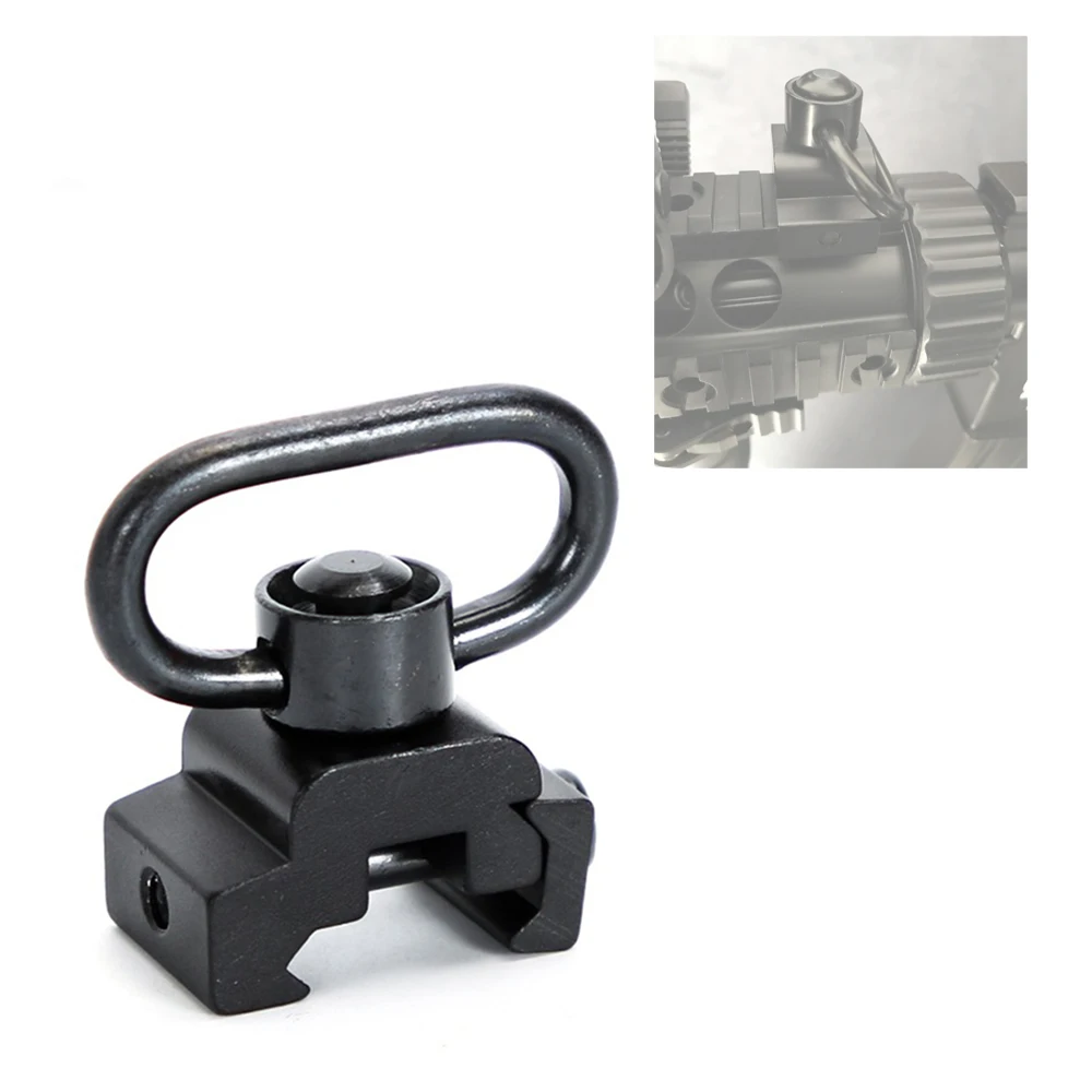 

M4 M16 AR-15 Airgun Accessories Push Button Sling Swivel Adapter Set Picatinny Rail Mount Base 20mm Connecting Sling Ring
