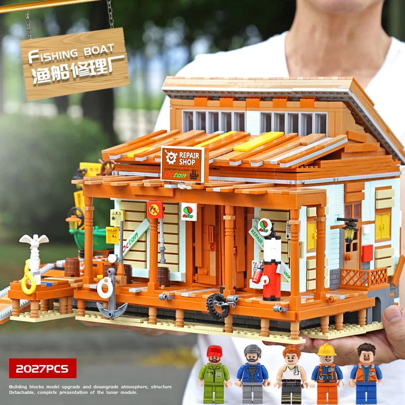 2020 новая верфь MOC Creator Ideas Приморский старый Рыболовный магазин 16050 городской