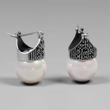 INATURE винтажные 925 пробы серебряные серьги с перламутром для женщин, ювелирные изделия для свадебной вечеринки