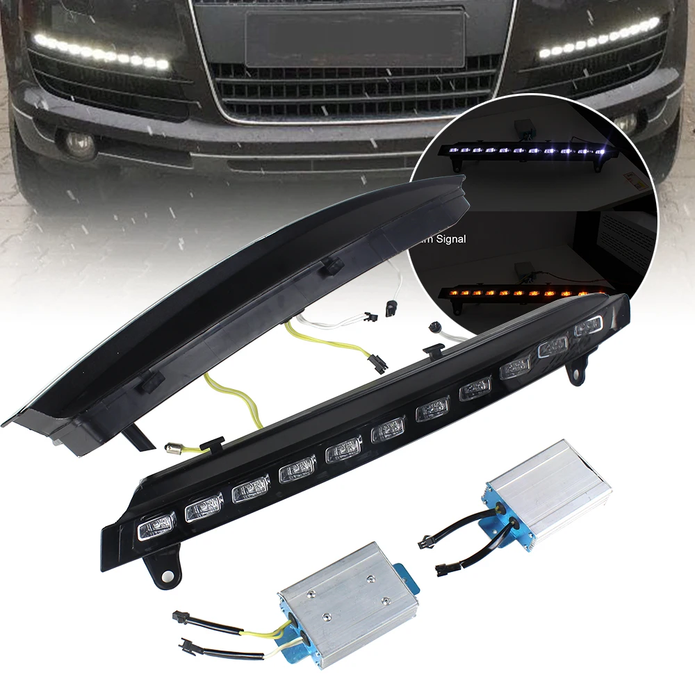 СВЕТОДИОДНЫЙ DRL для Audi Q7 2007 2008 2009 противотуманная фара дневного света Белый drl Янтарный поворотник