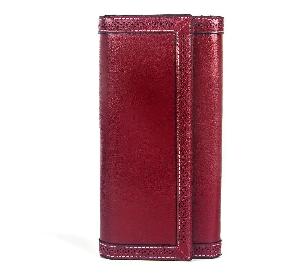 Wine Red Новые женские кошельки из натуральной кожи, женские кожаные кошельки, роскошные дизайнерские женские кошельки с длинным карманом для телефона, Дамские кошельки - Цвет: Wine Red