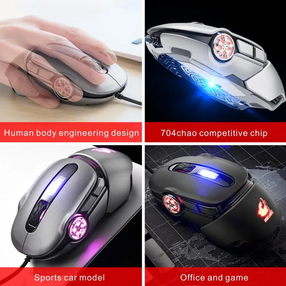 New mechanical mouse USB cable game mouse 6 buttons optical led computer game mouse for PC Laptop players