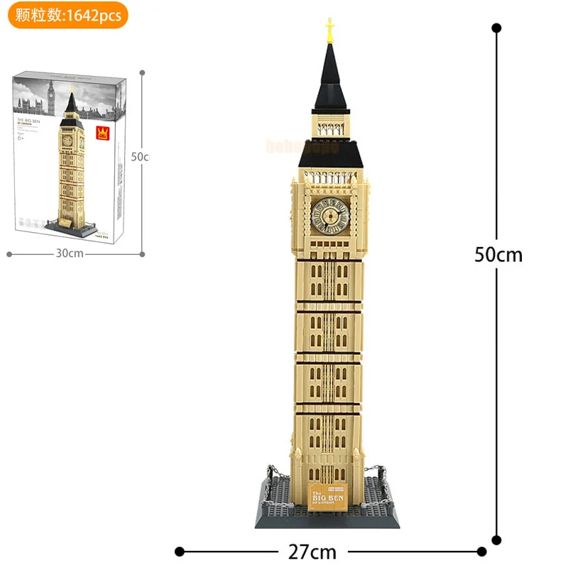 

1642pcs 8014-5216 World Famous Architecture Building Blocks The Big Ben of London Big Size Diy Blocks Toy No Box
