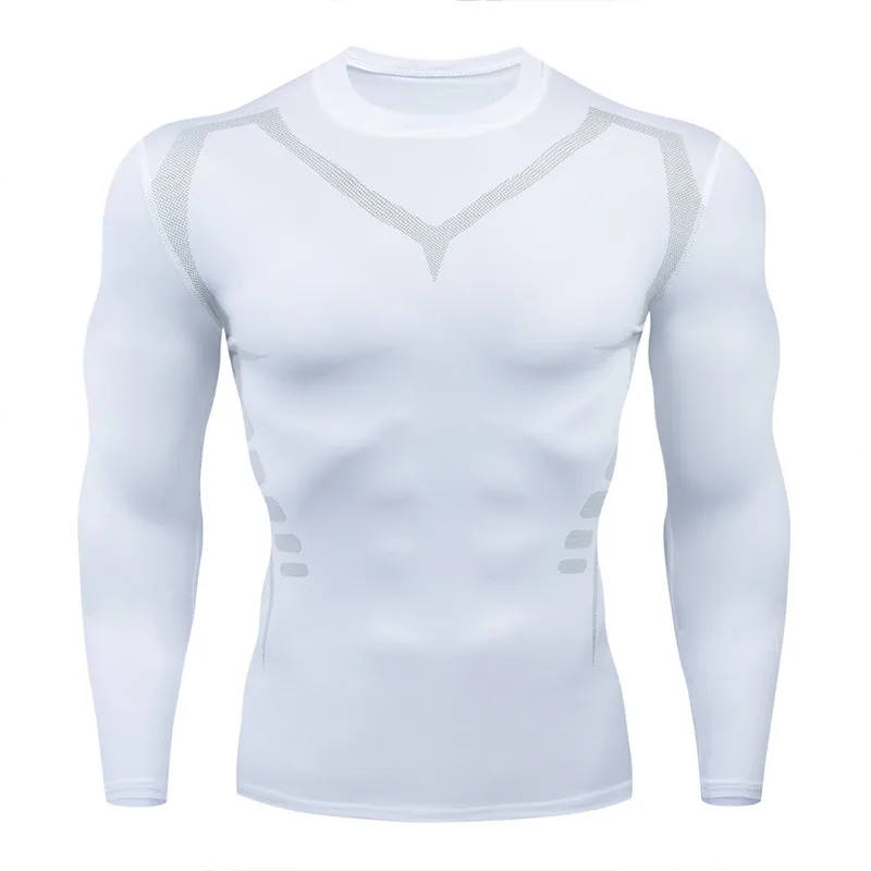 Новая брендовая мужская футболка для фитнеса и бега, компрессионная и быстросохнущая футболка для фитнеса и бега