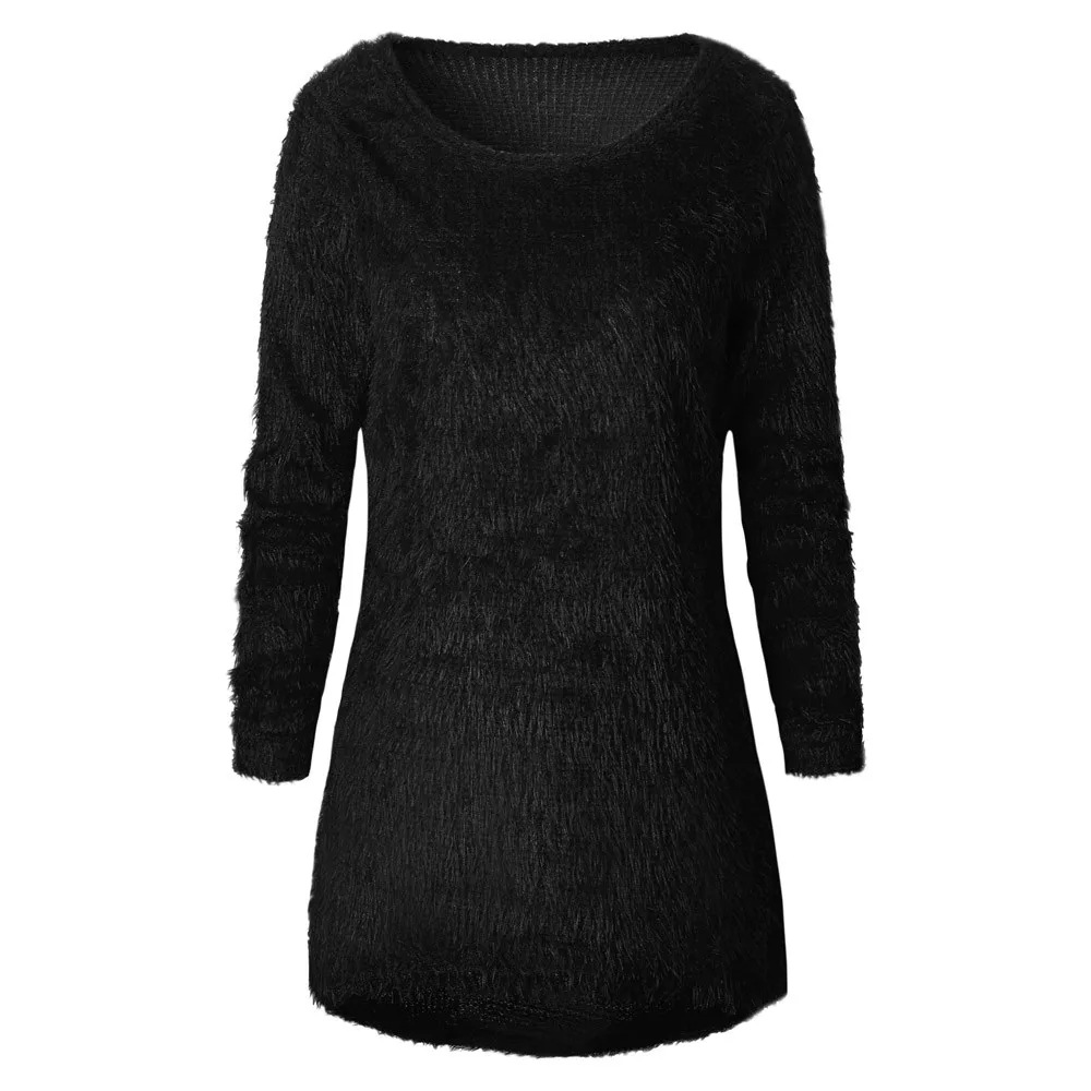 

Jaycosin Womens Winter Warm Long Sleeve Sweater Ladies Elegant Comfortable V-Neck Chic Jumper Pullover Mini Dress