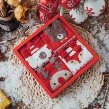 4 пары рождественских носков, толстые теплые хлопковые короткие носки для взрослых, женские вечерние короткие носки с милым рисунком