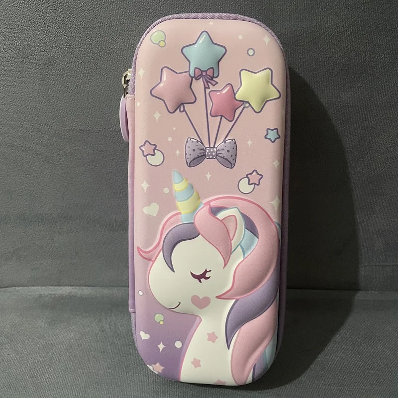 Jutom 3 Pieces Unicorn Pencil Case For Girls Pink 3D EVA Cute Pencil Pouch  Large Capacity Multi Compartment Pencil Box with Zipper Stationery Box Bag