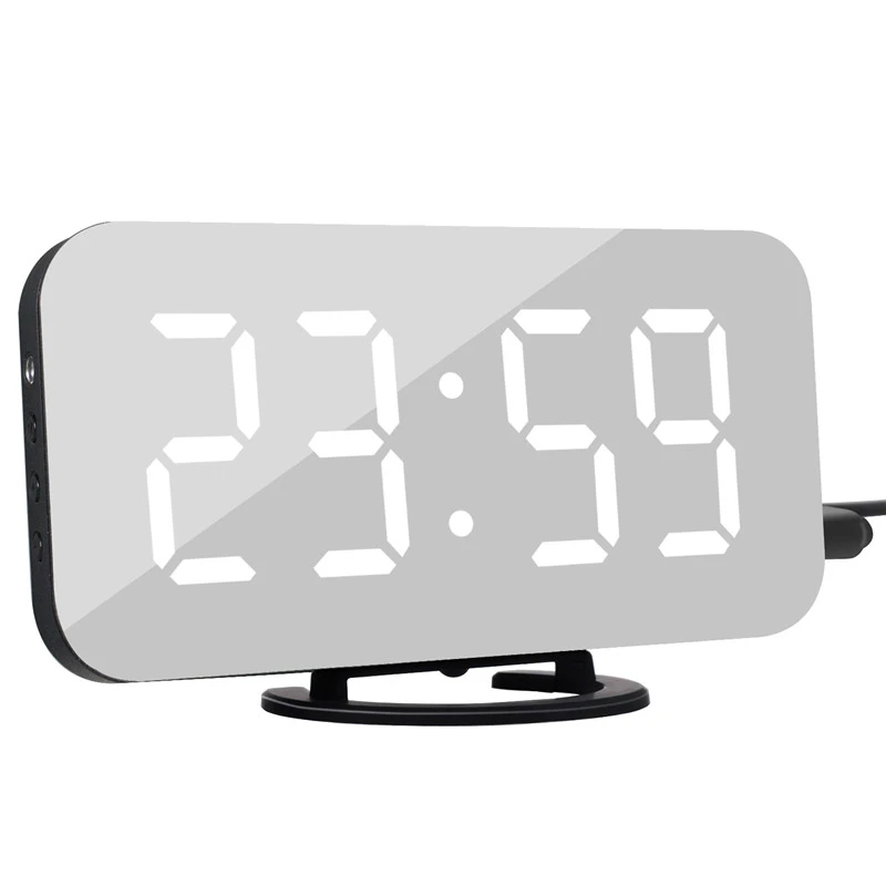 Digital Alarm Clock Automatic Dimming Table Touch Snooze 2 Usb Output
