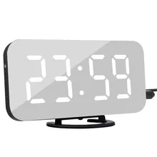 Alarm LED lustro zegarowe zegar cyfrowy drzemka czas temperatura wyświetlacz nocny budzik 2 porty wyjściowe zegar USB
