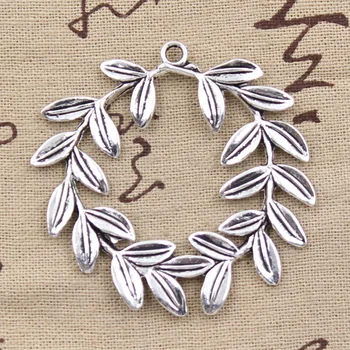 

4pcs Charms Olive Wreath 52x53mm Antique Silver Color Pendants DIY Necklace Crafts Making Findings Handmade Tibetan Jewelry