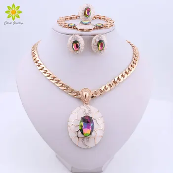 Fashion African Jewelry Sets Women Costume Nigerian Wedding Jewelry set Brand Dubai Gold color Jewelry Set