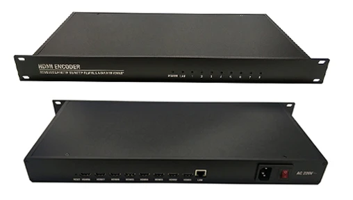 1U Rack 8 Channel H.265/H.264 HDMI Video Encoder HTTP RTSP RTMP UDP ONVIF to IPTV or NVR